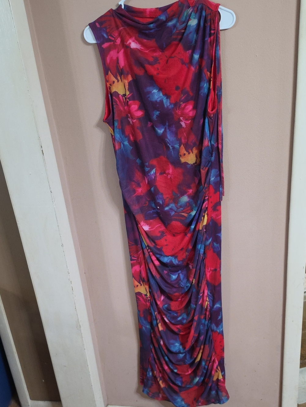 Sleeveless Floral Maxi Dress in Red and Purple